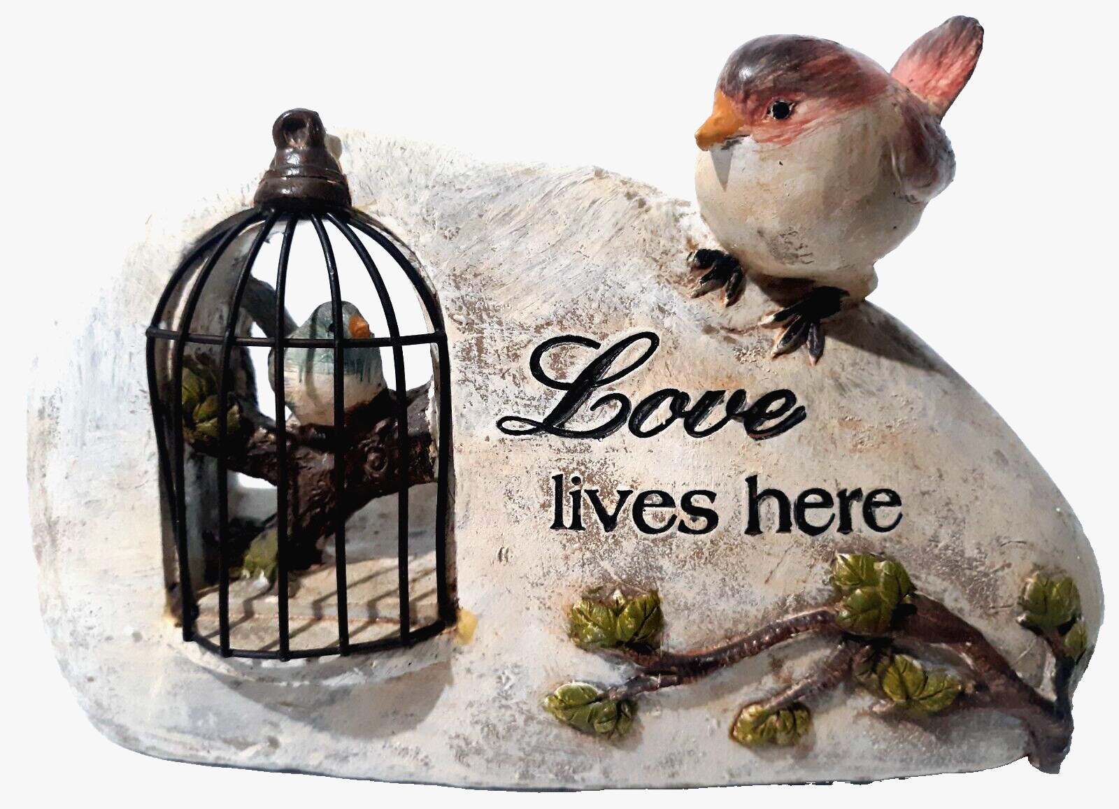 TII Collectors Garden Stone P2805 Resin Bird Figurines “Love Lives Here”