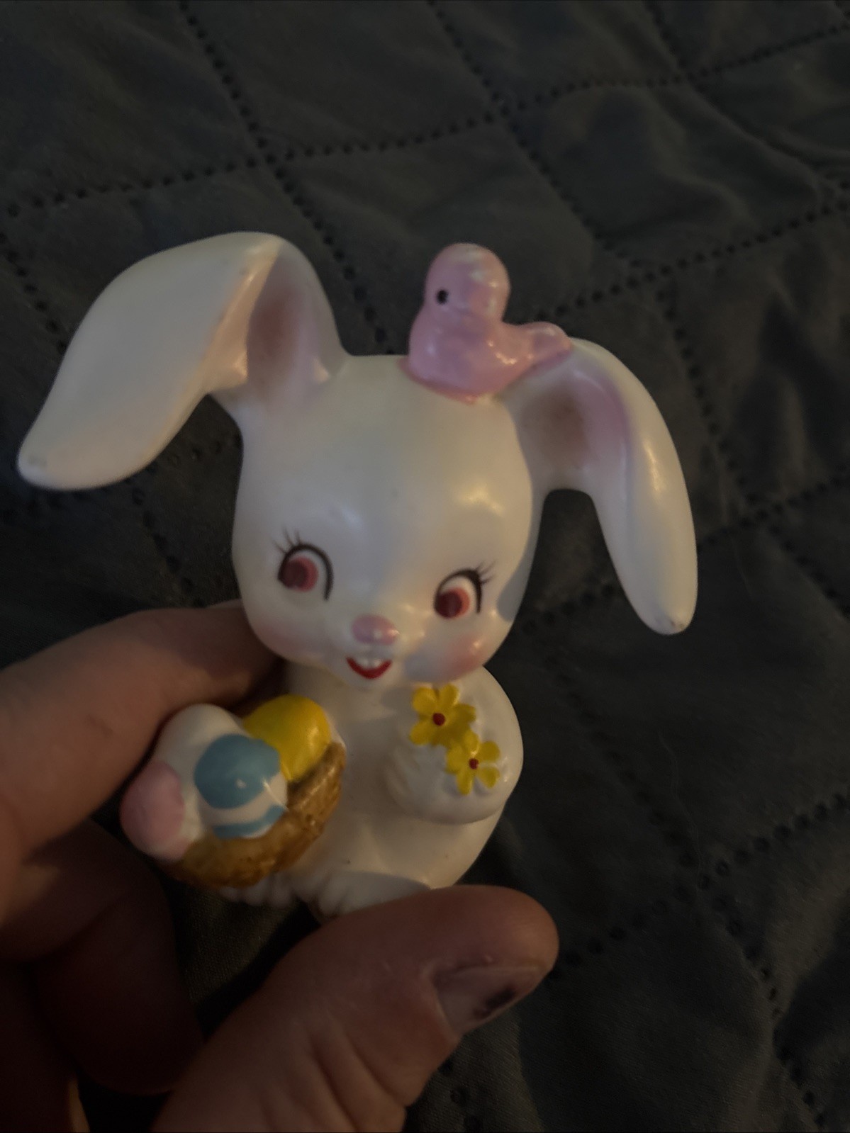 Napco Bunny Rabbit Easter Bird Eggs Basket Figurine Napcoware Japan 9419