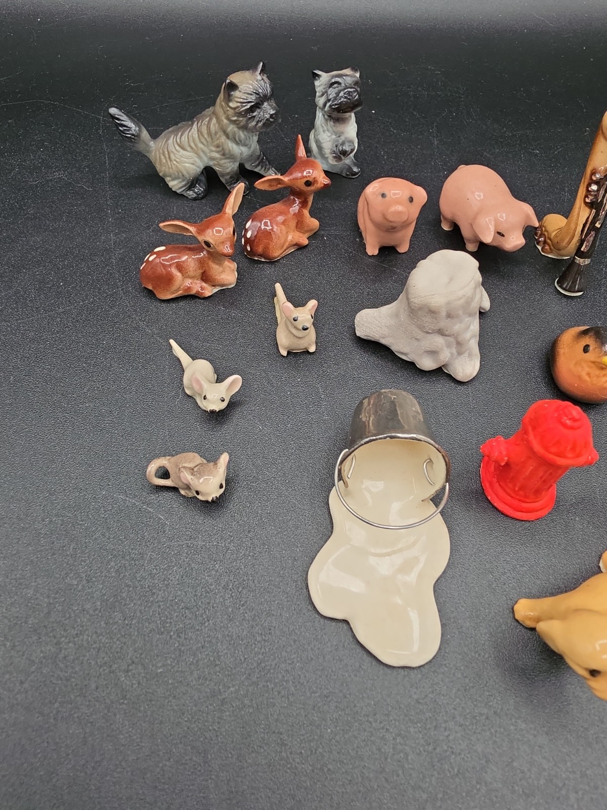 Vintage Hagen Renaker Figurines Lot Of 17 Fawn Mouse Dog Milk Hydrant Bird EUC