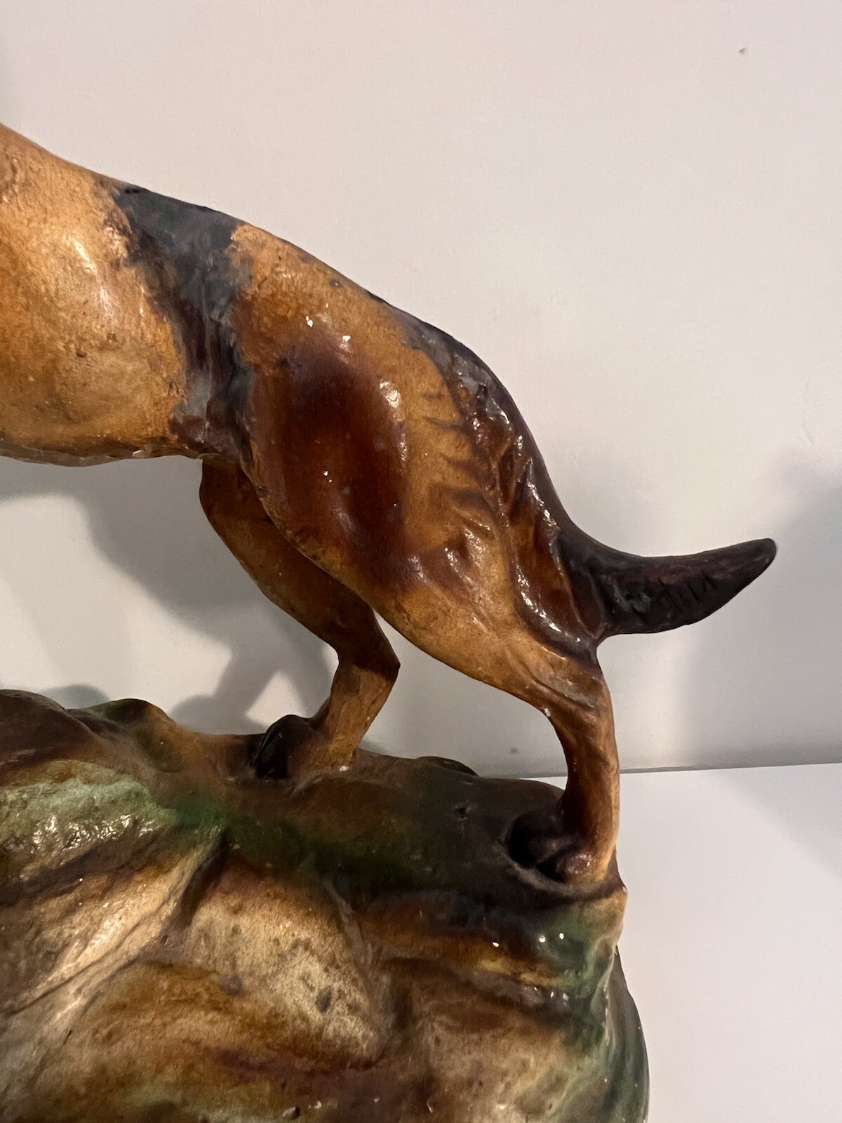 Antique 18.5” LARGE RIN TIN TIN Chalkware Statue Figurine German Shepherd Dog 🐕