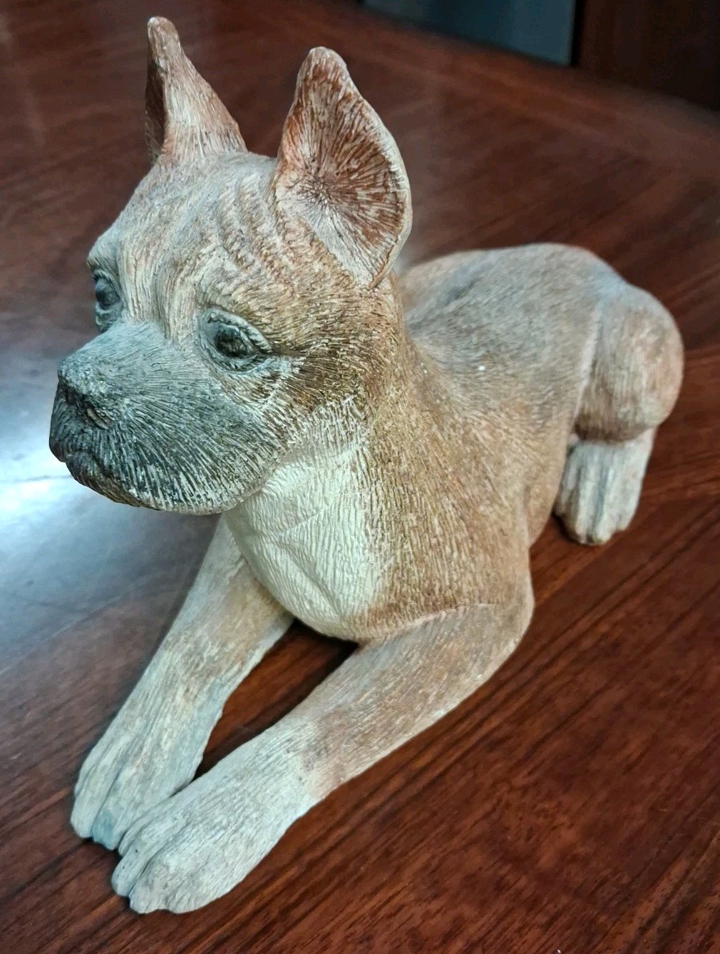 VTG Boxer Dog Statue Figurine 1980’s Solid Ceramic 11.5″L x 6.5″T