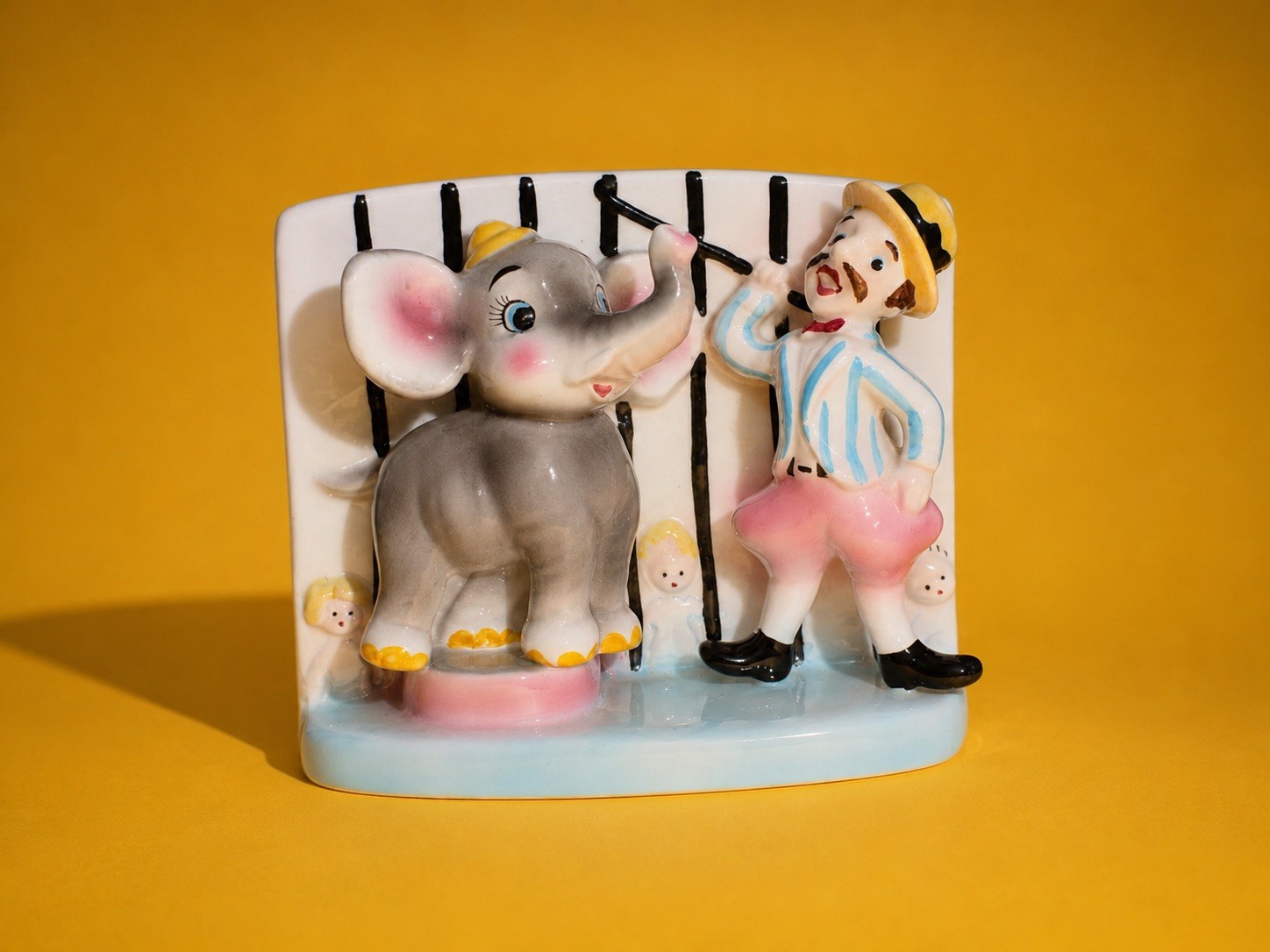 CUTE! Vintage Circus Figurine Planter Japan 1950s Kitschy Retro Napco Ceramic
