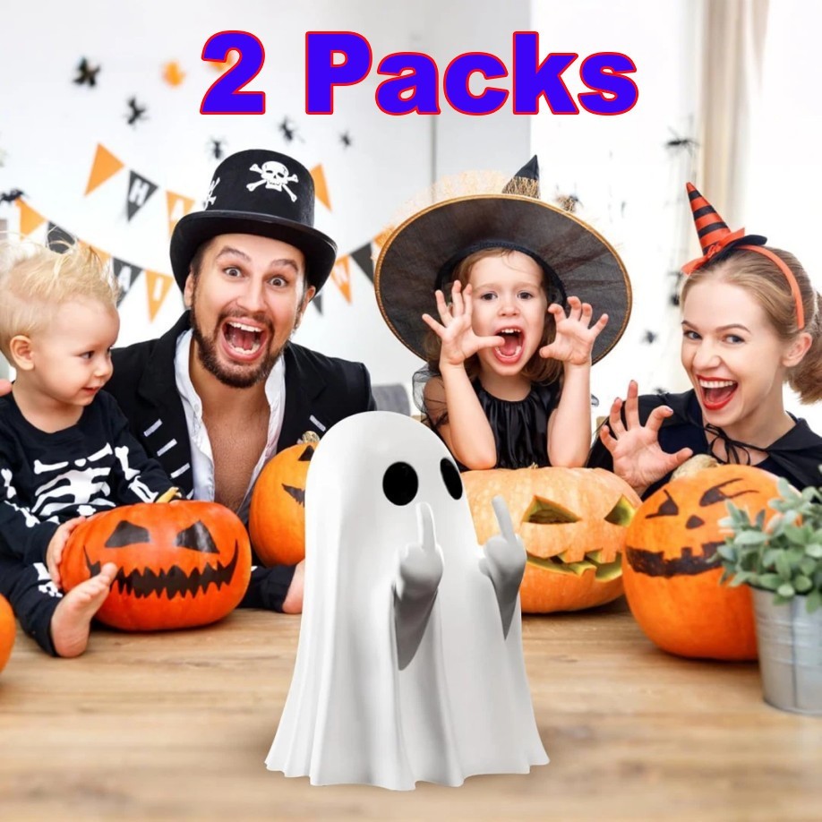 (2 Pack ) Cute Ghost Figurine Spooky Resin Statue Decoration Home Tabletop-=–