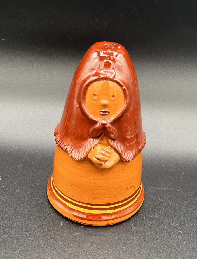 Vintage Red Clay, Russian Folk Art Woman Ceramic Figure