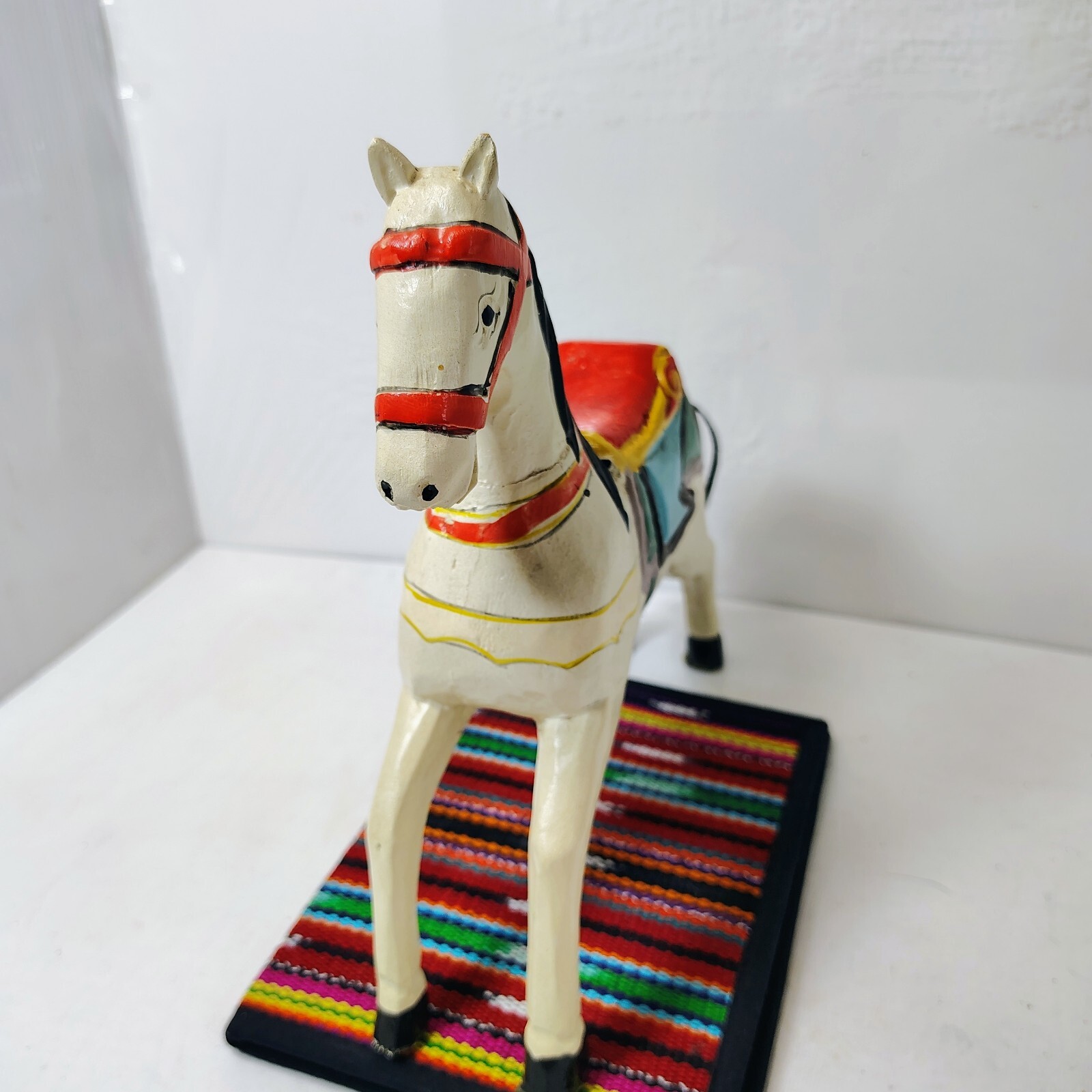 Vintage Hand Carved Wooden Horse Made in Germany 8.5″ Wide x 8″ Tall Colorful