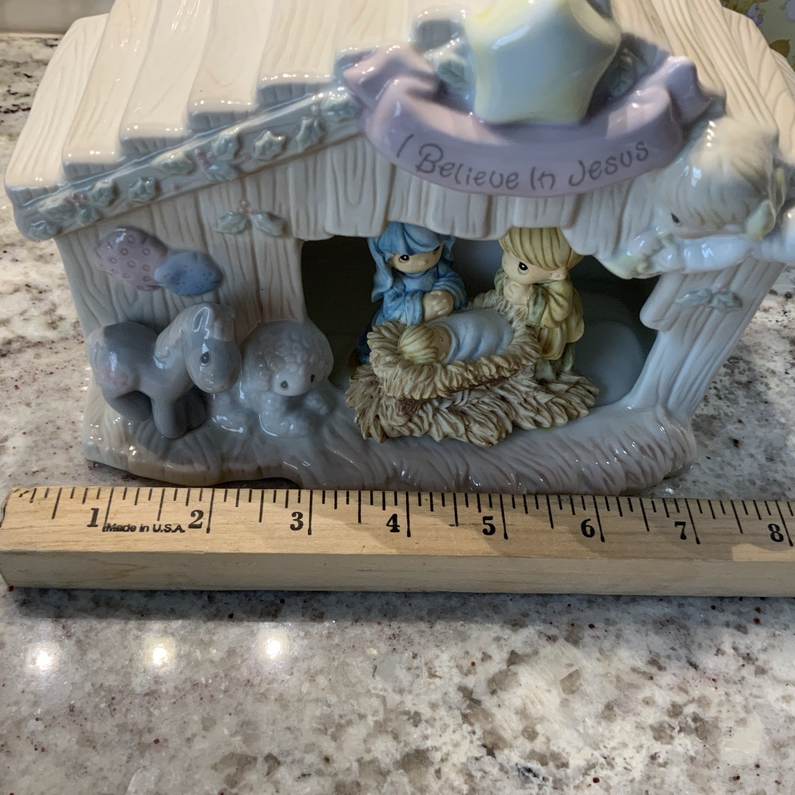 Precious Moments light up Nativity Scene, I Believe in Jesus MISSING LIGHT