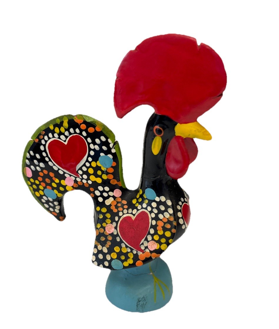 Vintage Portuguese Rooster Good Luck Figurine Hand Painted