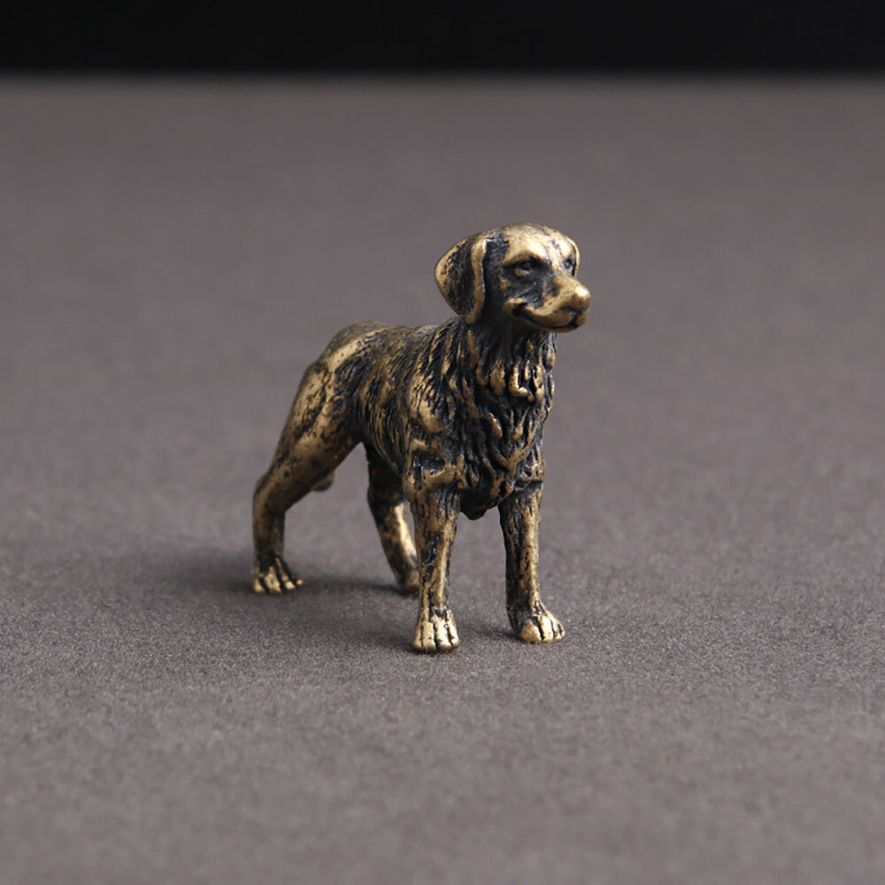 Small Dog Figurine Solid Brass Dog Statue Home Decoration Animal Figurines Toys