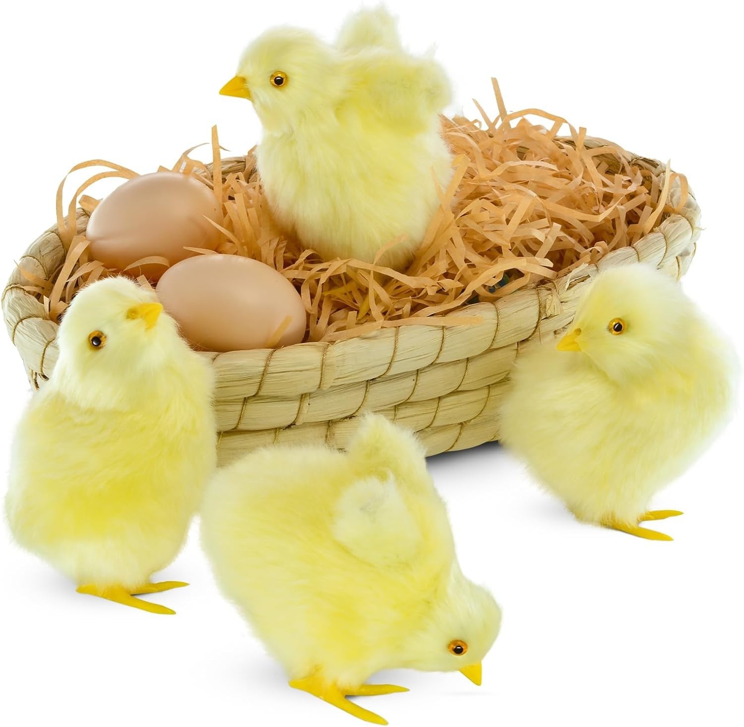 Baby Chick 7 Set, Simulated Chicken Sound Figurine Lifelike Stuffed Farm Animal,