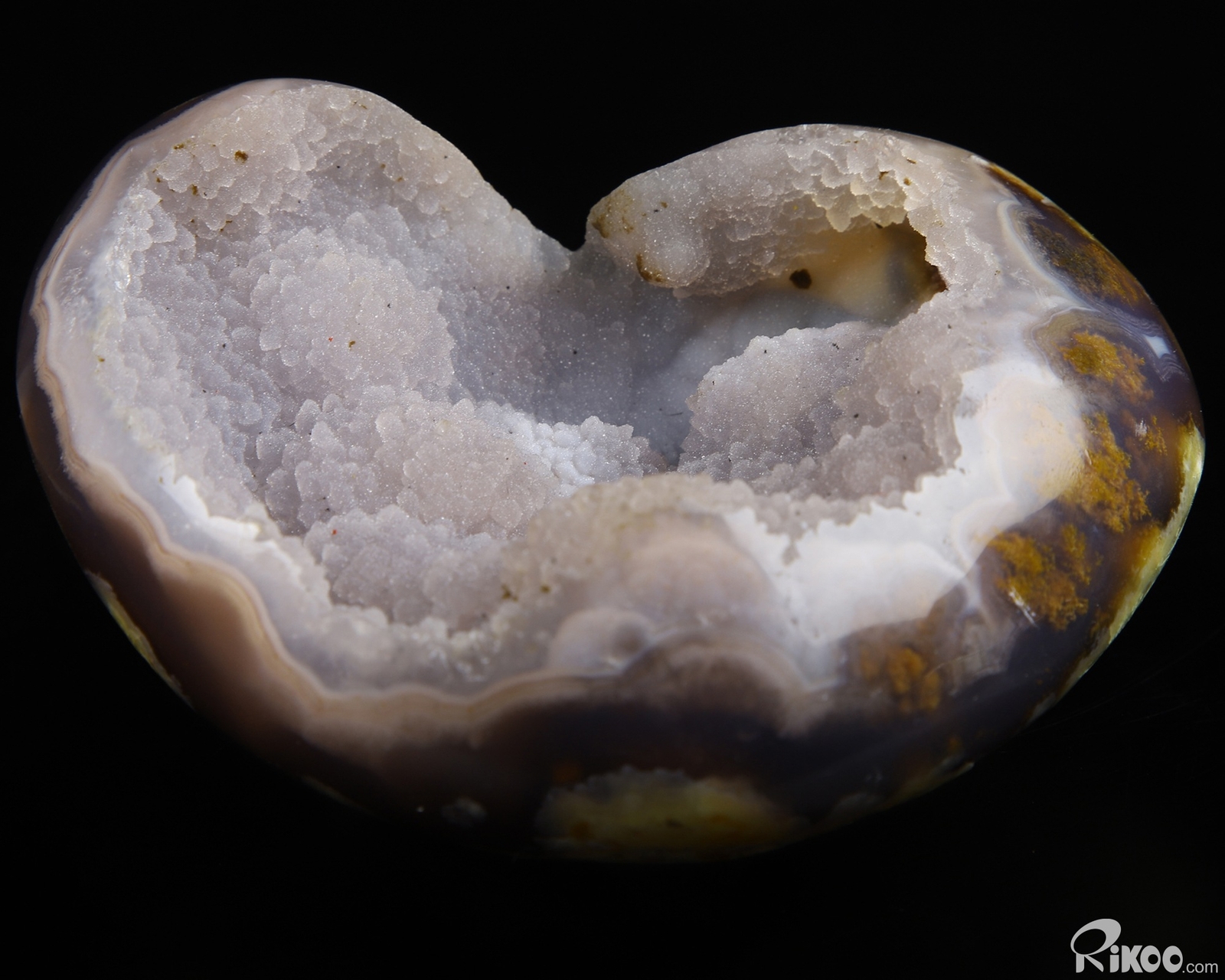 4.1″ Agate Geode Carved Crystal Heart, Crystal Healing