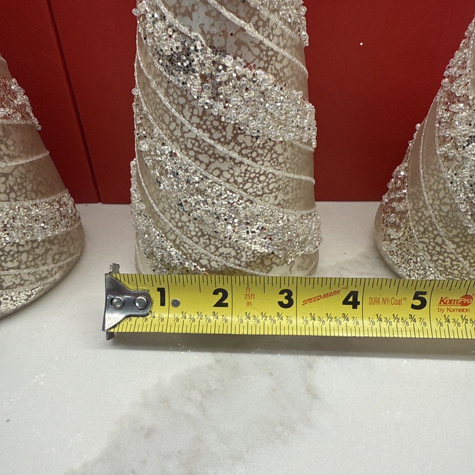 Lenox Lot of 3 Silver/White Lighted Mercury Glass Tree Figurines 9.5,11 & 12.5”
