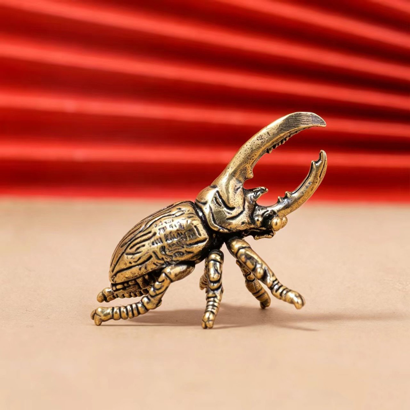 Lot of 2 Vintage Brass Home Desk Deco Statue Figurine ornament Hercules beetle