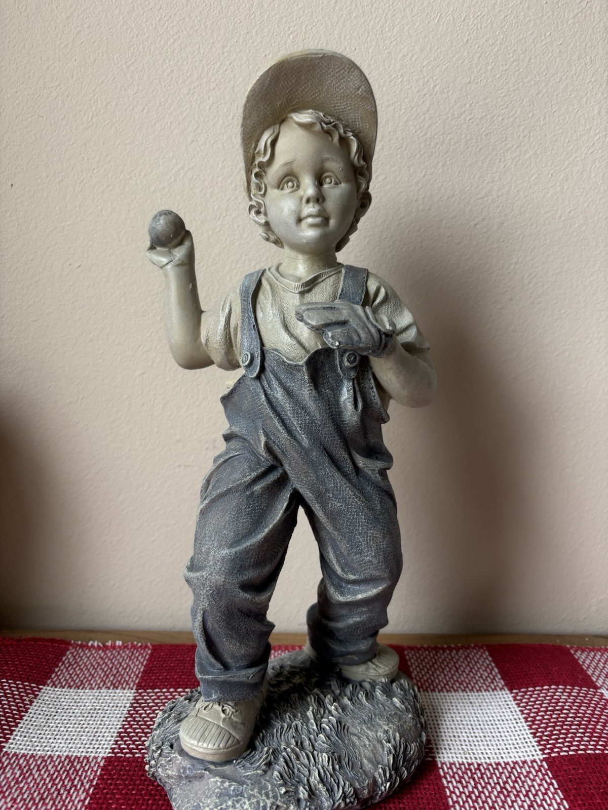Jaimy Art Resin Baseball Pitcher & Catcher Sculptures Vintage Home Run Or Strike