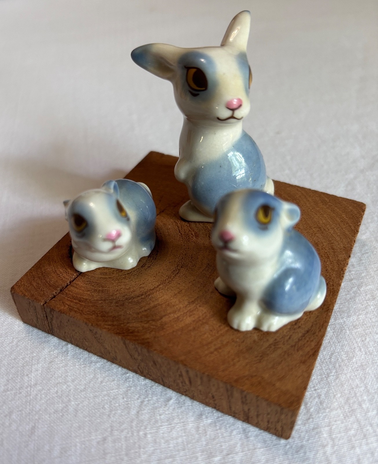 Set of 3 Wade Whimsies Rabbit Family Porcelain Figurine Families 1980 Bunny Lot