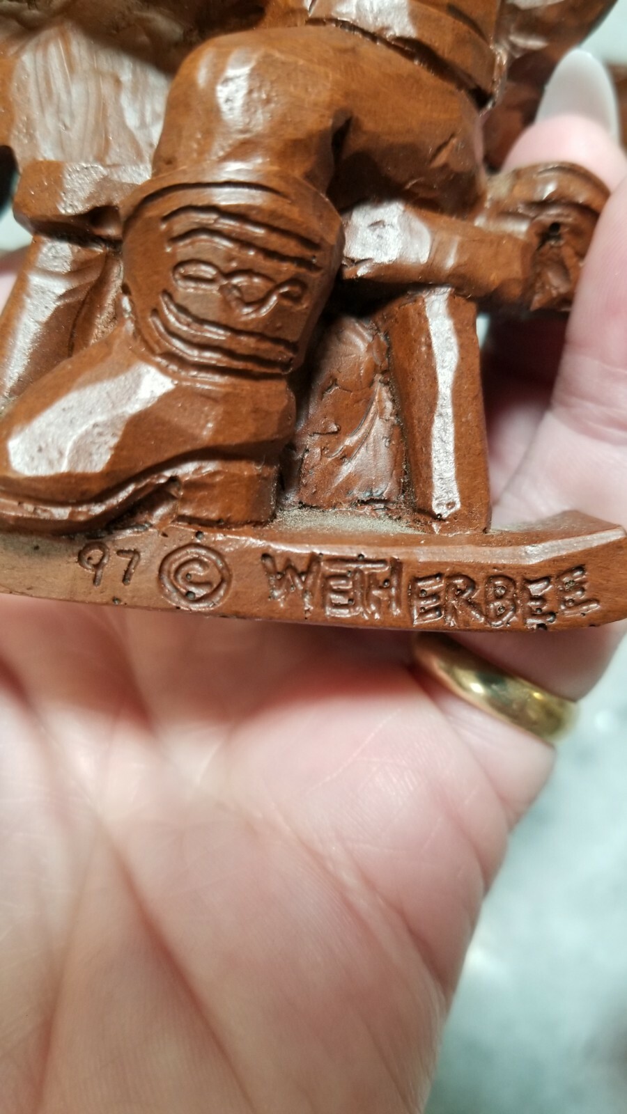 Wetherbee ’97 Cowboy & Cowgirl On Rocking Horses 4.25in Resin Red Mill MFG D4