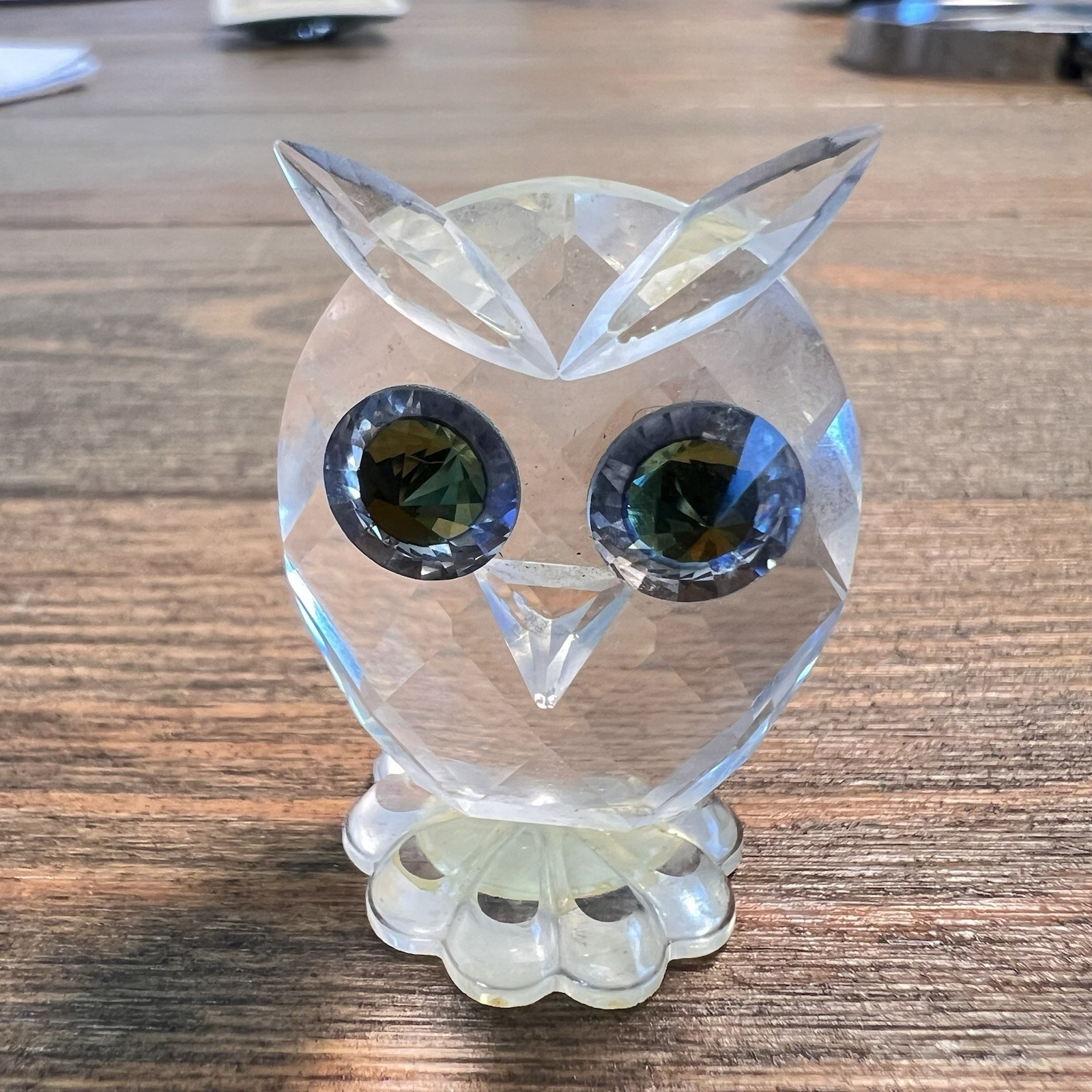 Crystal Owl Figurine Miniature Feathered Beauties Citron Eyes Made In Austria