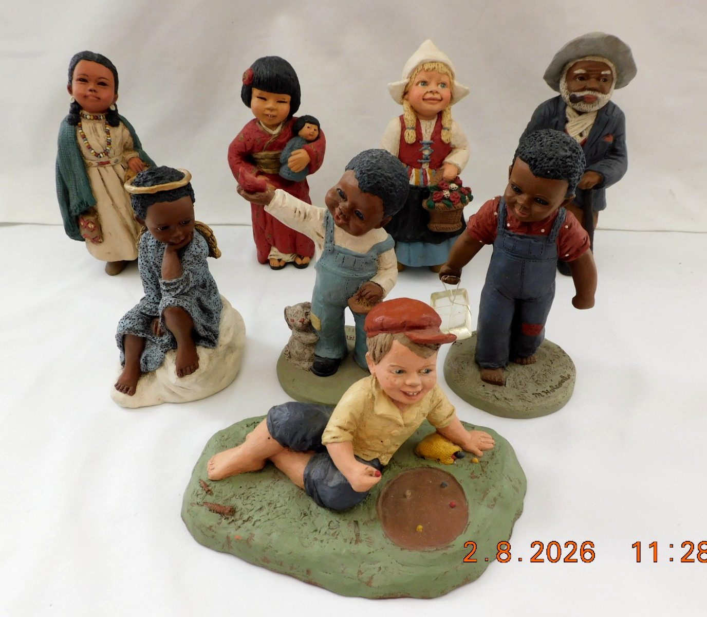 All God’s Children Martha Holcombe 7 Child Figures & 1 Uncle Bud w/COAs w2s16