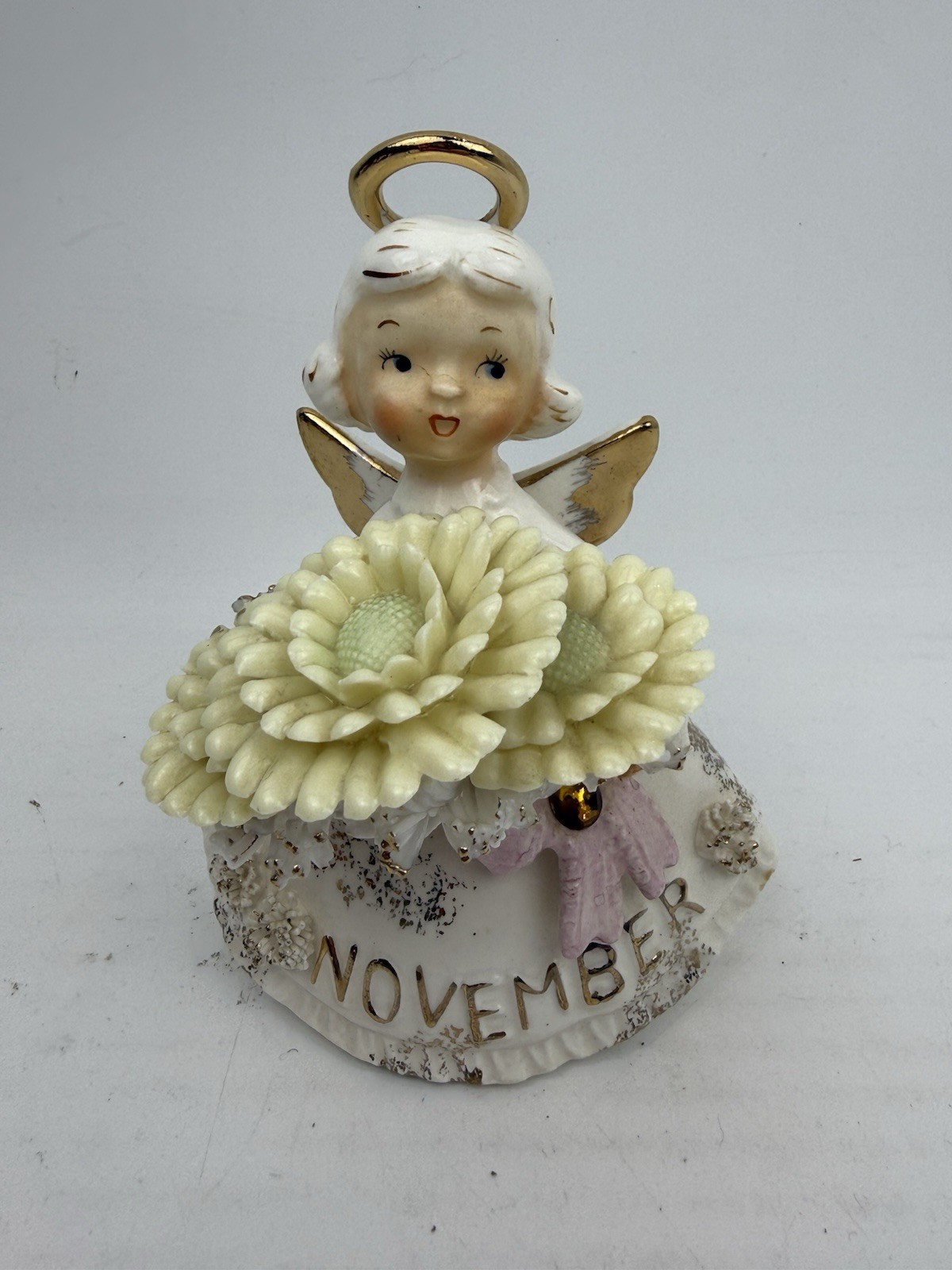 Geo Z Lefton November Birthday Angel Girl Spaghetti Mum Flower Topaz 489 Mint
