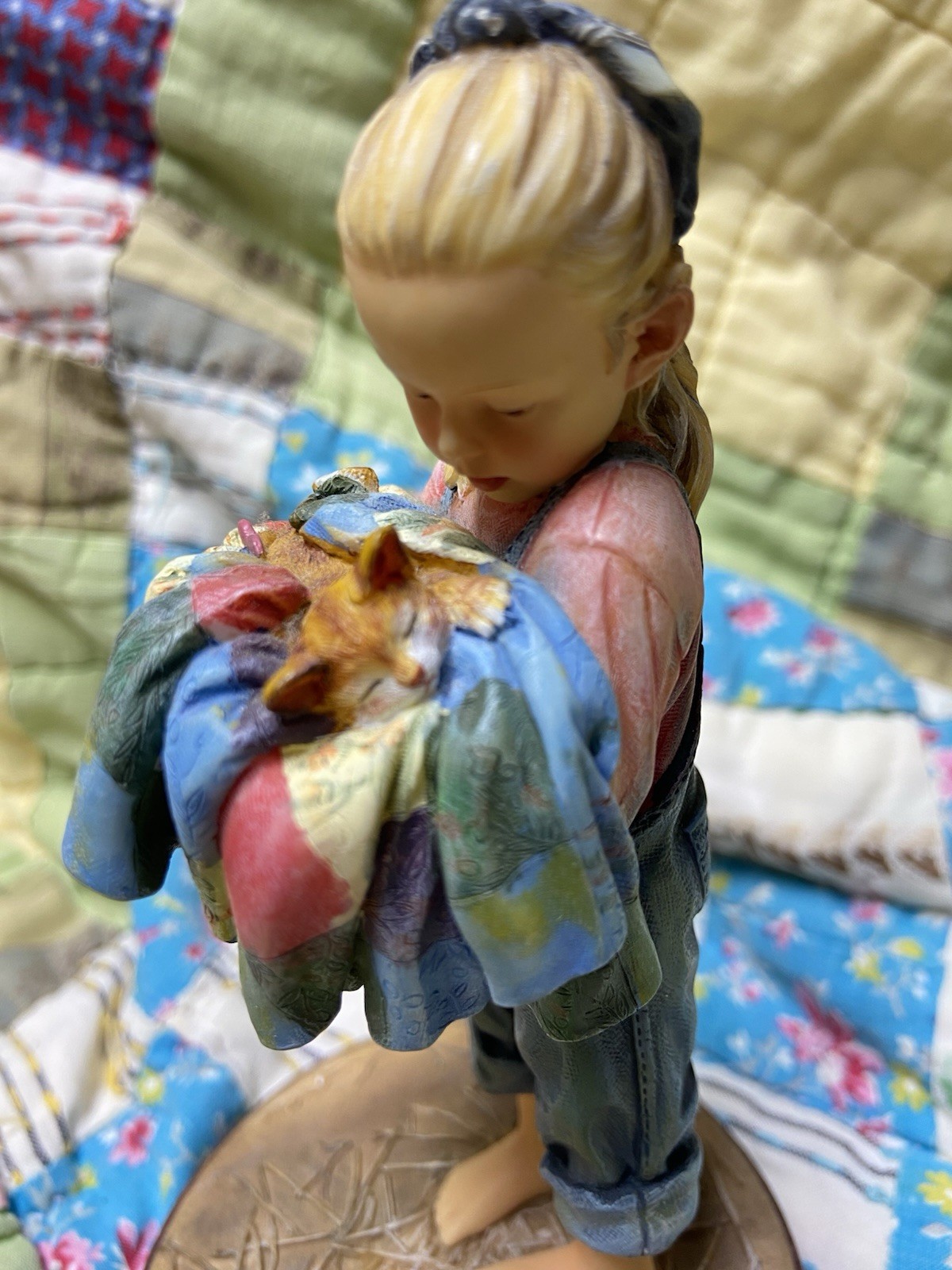 Mama Says…. Guard Your Treasures Figurine Demdaco Girl w/ Kitten 2003