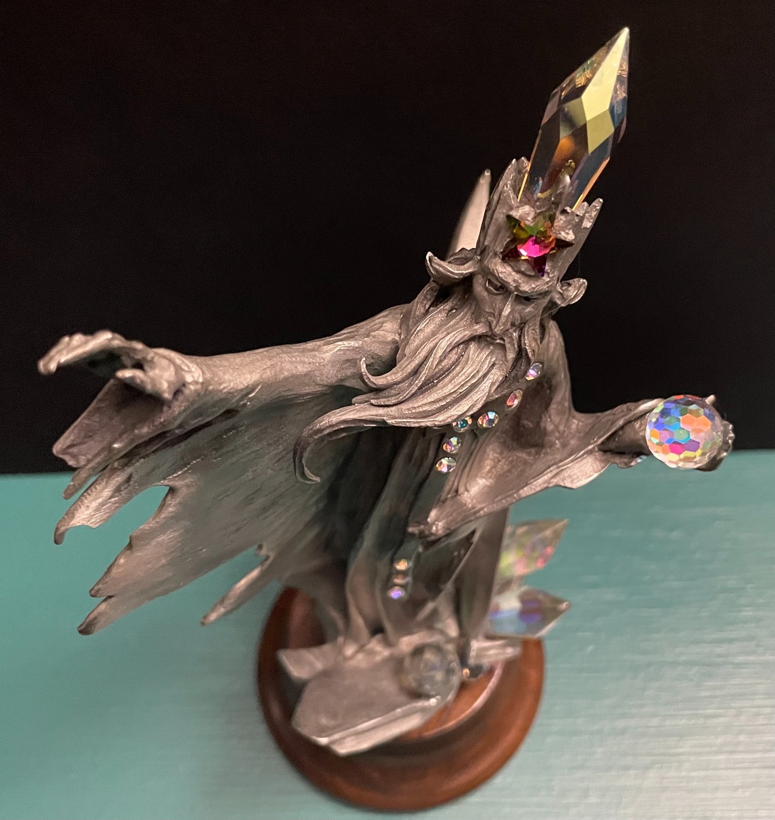 Casey Perth Pewter Ice Wizard Sorcerer Warlock Crystals Stalagmite Art Statue LE