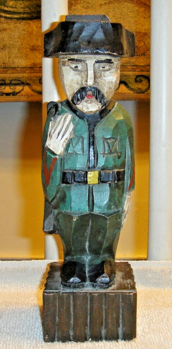 Vintage Wood Carving Military Soldier In Uniform Folk Art Military Army Wood