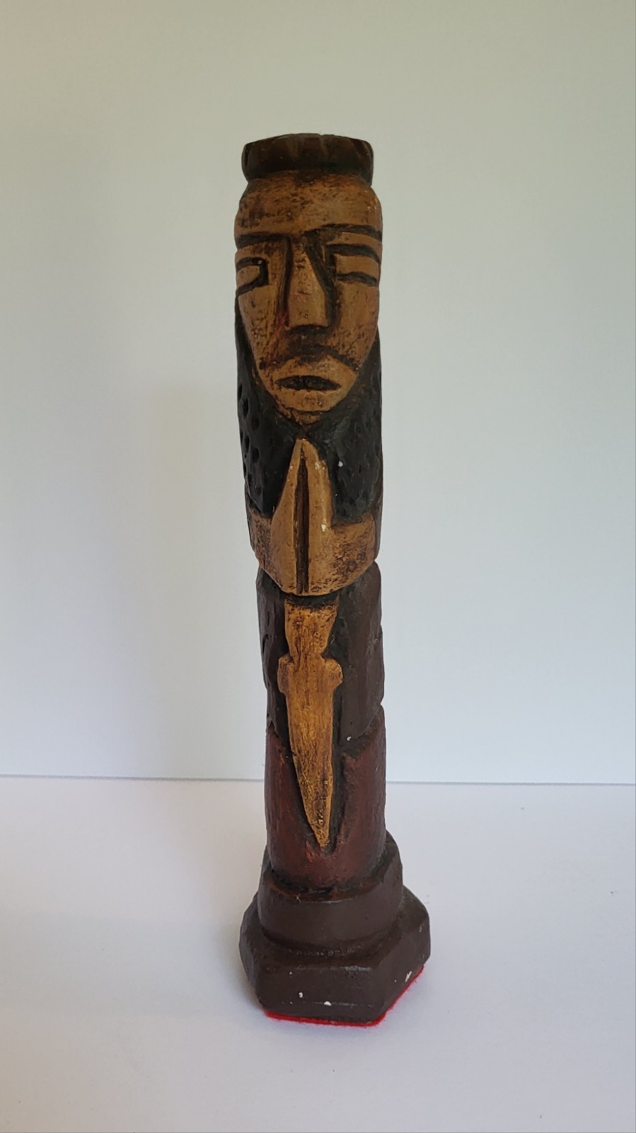 12pc Carved Painted Wood Tribal People Figurine Lot Folk Art Brown Beige Black