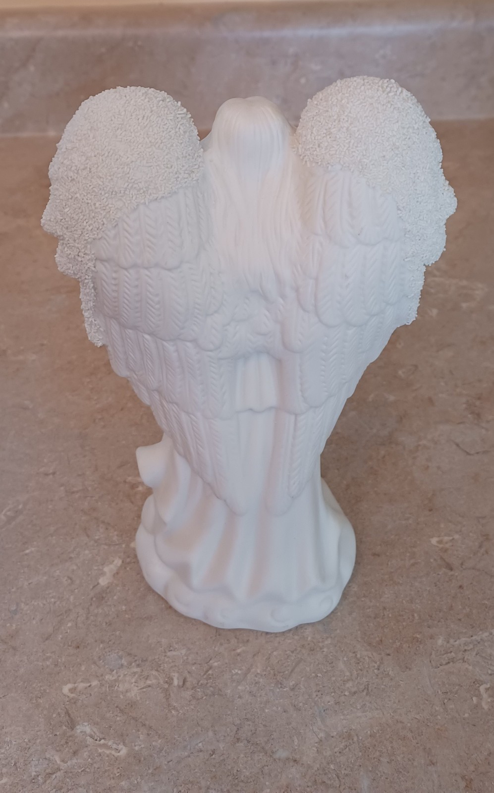 Angel Figurine White Porcelain Matte Finish Outstretched Arms 8.5 Inches Tall