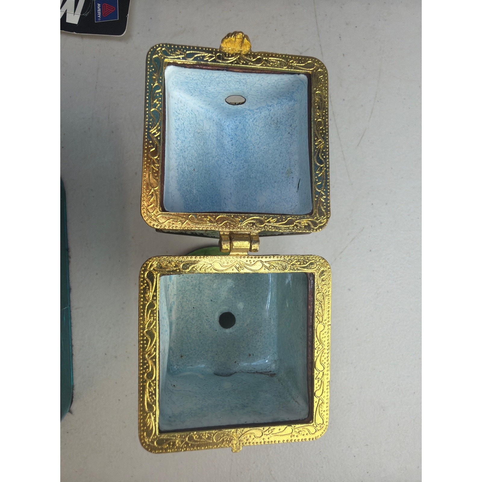 Vintage Empress Arts Enamel Mailbox Trinket Box 2000 Hinged Jewelry Gift Balloon