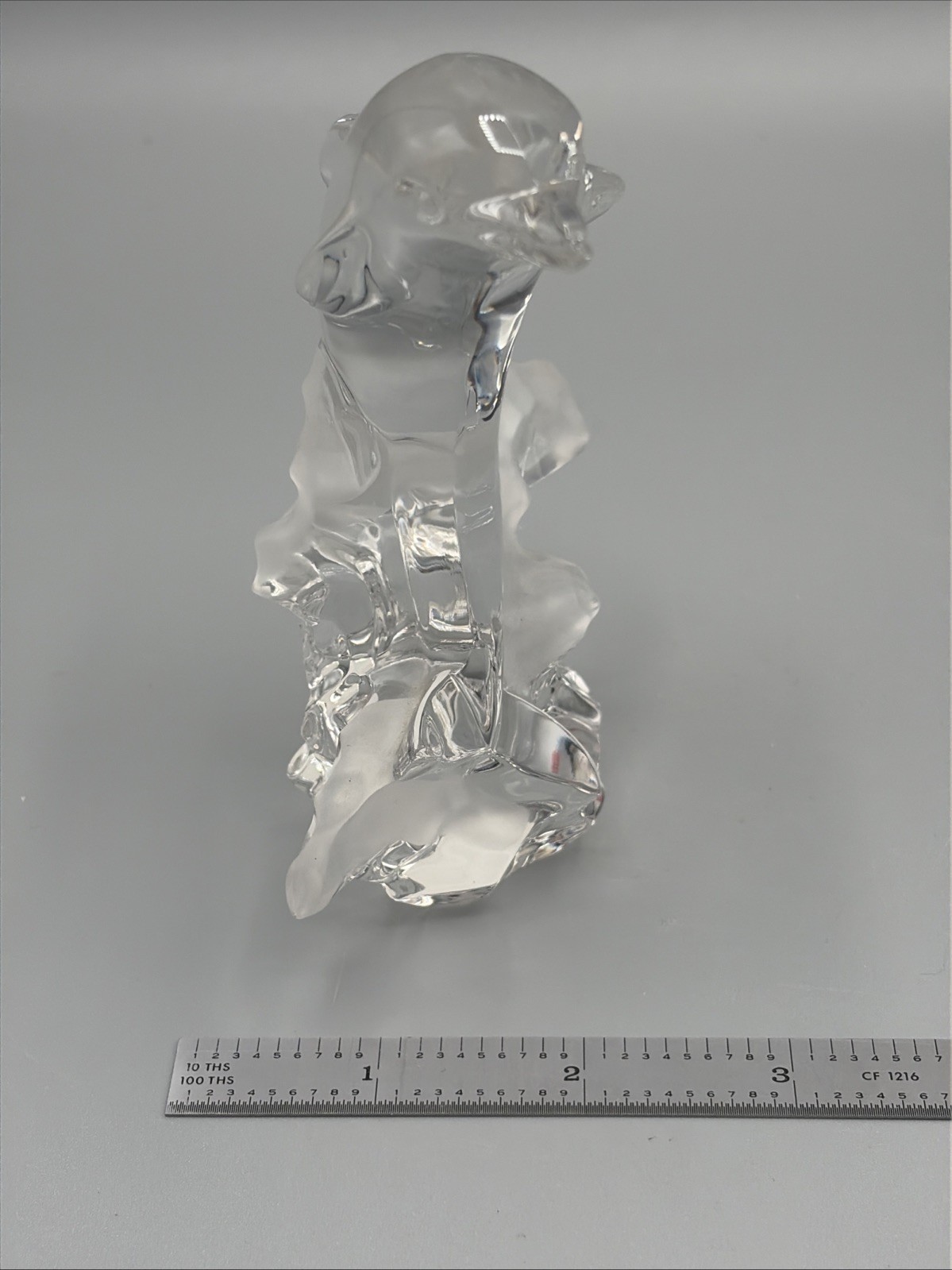 Lenox Fine Crystal Dolphin Frosted Glass Wave Figurine 1994 7″