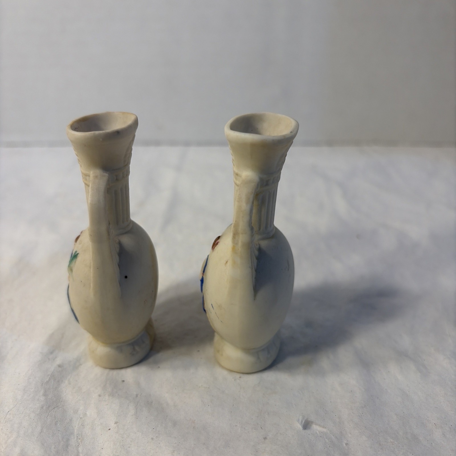 Vintage Japan Set Of Miniature Vases Women With Birds Porcelain