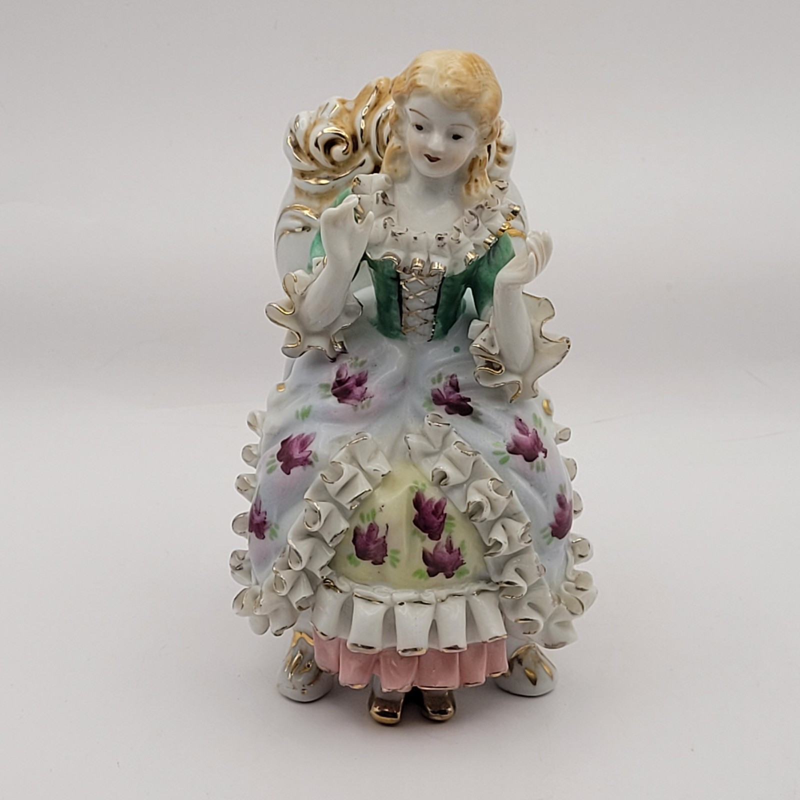 Vintage Victorian Colonial Man with Flute, Victorian Woman Clapping Hands 6″