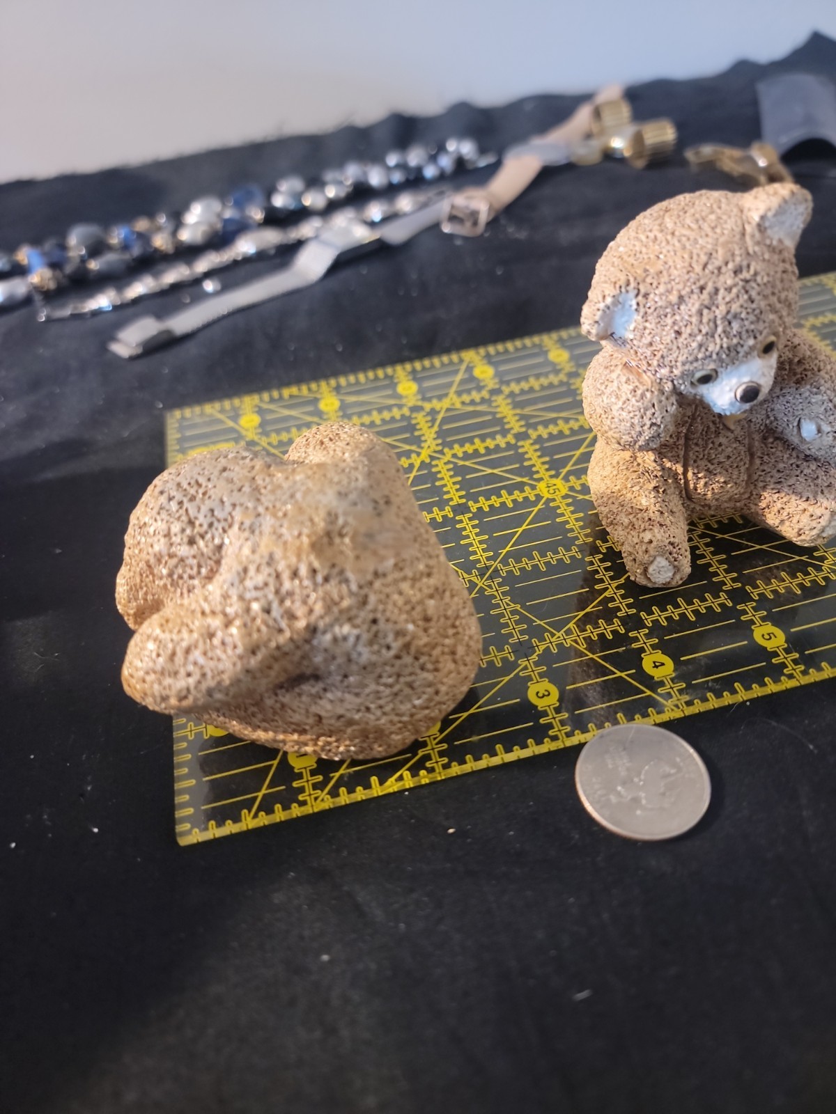 Lot of What I Believe Are 2 Enesco Small Bronze Age Bear Figurines