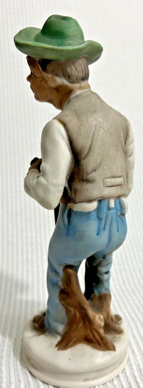 Vintage Hand Painted Farmers Old Lady & Man Basket Bisque Figurines 8″ Tall.