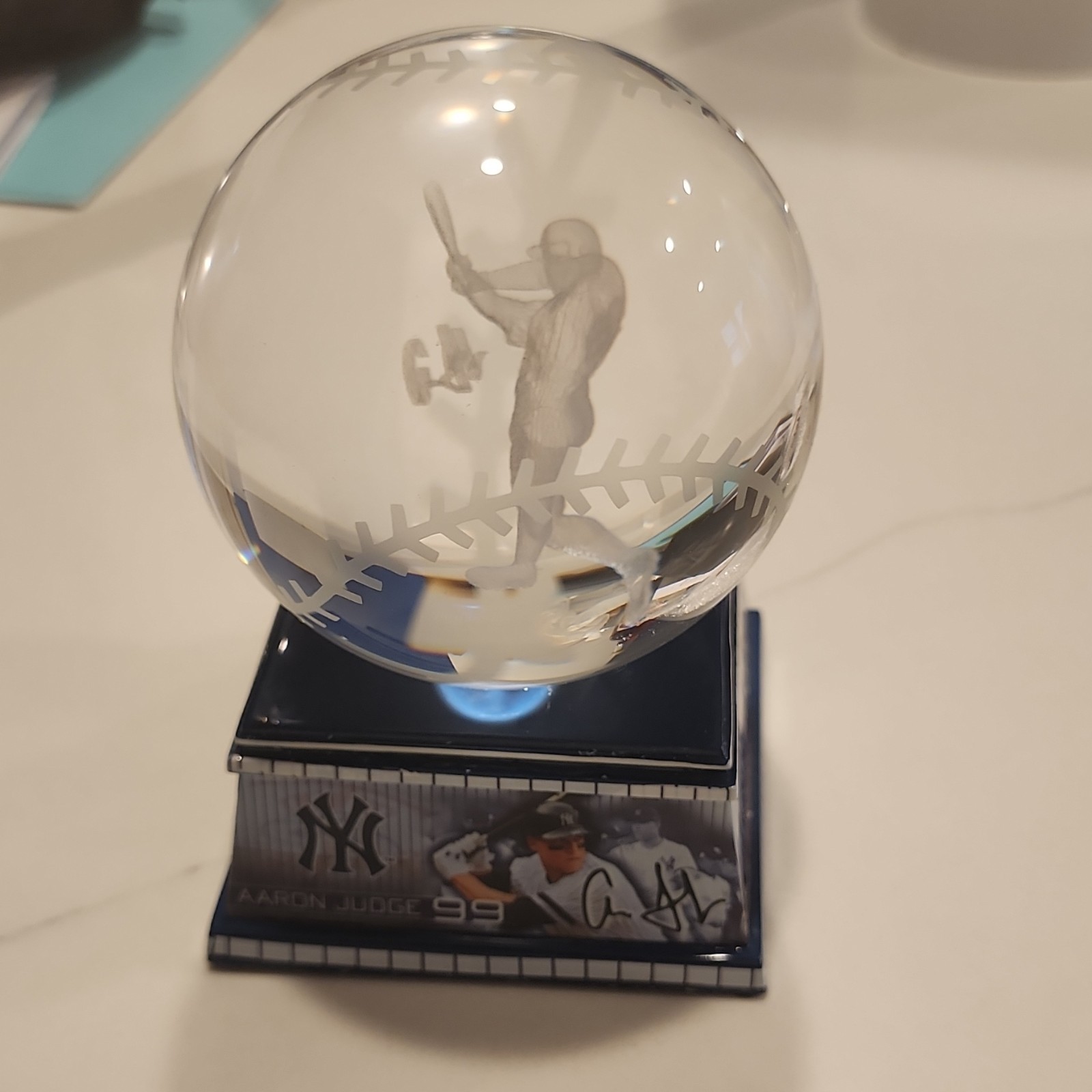 Aaron Judge Yankees Laser-Etched Glass Sculpture Limite…