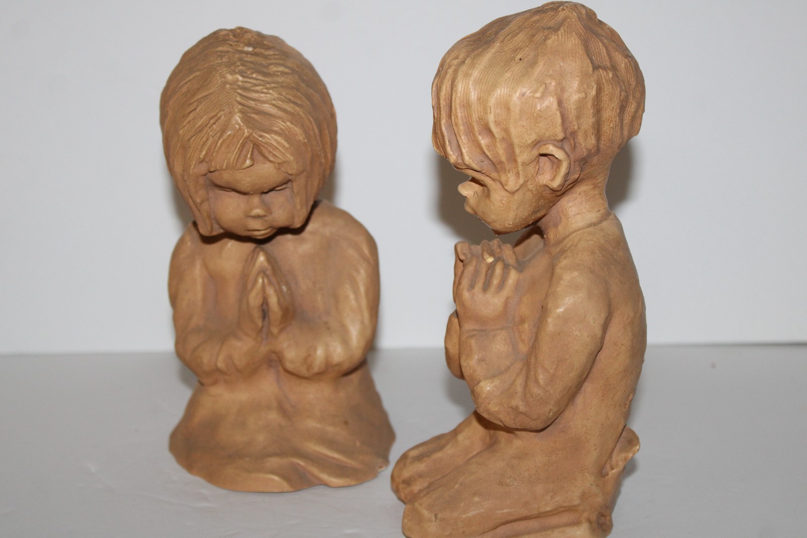 Vintage Dave Grossman Designs Sculpture Young Girl & Boy Praying Figure Statue