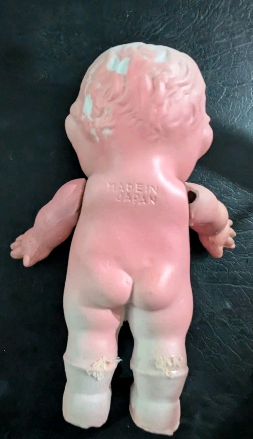 RARE Vintage 1930’s Chalkware Kewpie Doll Carnival Figurine Moving Arms Japan 7″