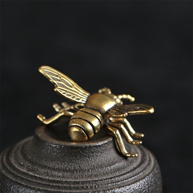2xBrass Retro Bee Figurine Statue House Office Decoration Animal Figurines Toys