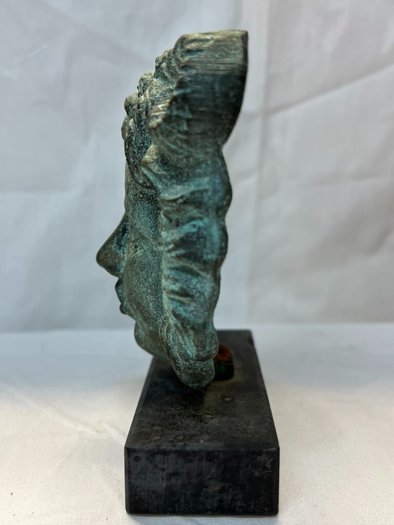 Medusa 4″ Bronze Head Mask Sculpture Black Marble Base