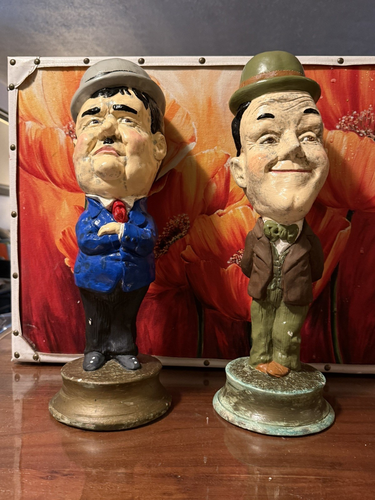 ESCO TUSCANY LIKE LAUREL AND HARDY CHALKWARE PLASTER STATUES