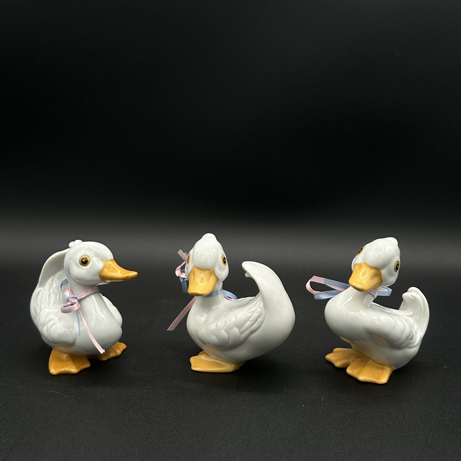 Set 3 Vintage Homco #1414 Porcelain White Ducks Figurines Super Cute Preowned