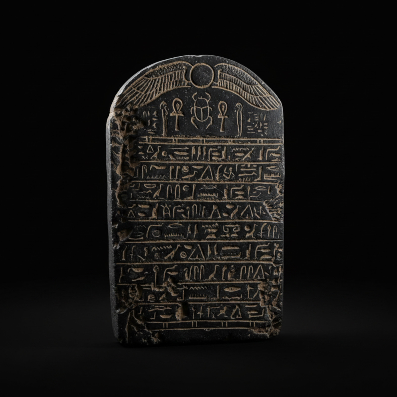 ANCIENT EGYPTIAN BOOK OF THE DEAD Stela Hieroglyphic Scarab & Ankh Antique Style
