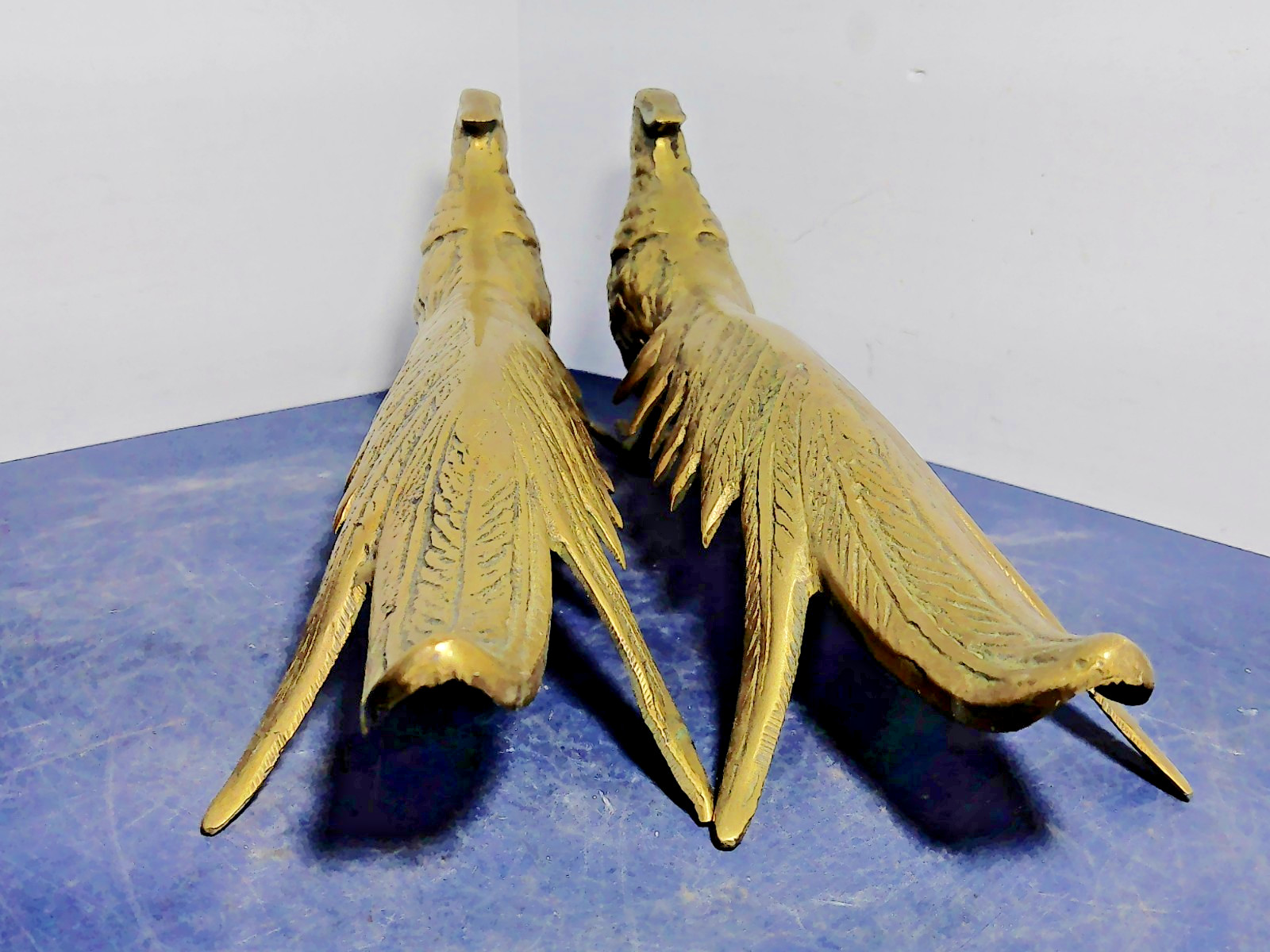 Vintage Pair of Metal Peacock Pheasant Figurines Bird Ornament Decor