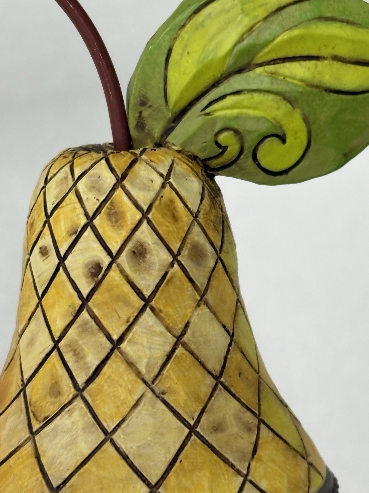 Jim Shore Designs 2006 Heartwood Creek Quilted 4″ Hinged Golden Pear Trinket Box