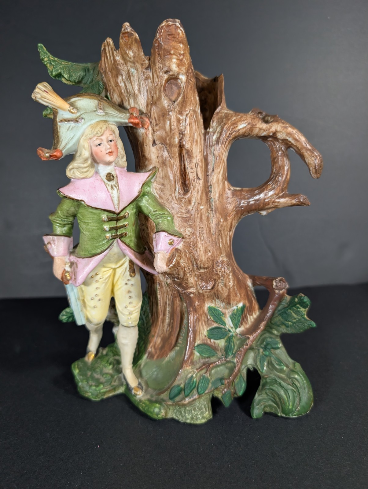 Antique Figurine, German Bisque Porcelain, Gentlemen, Hunter, Gold Gilt, 1800’s