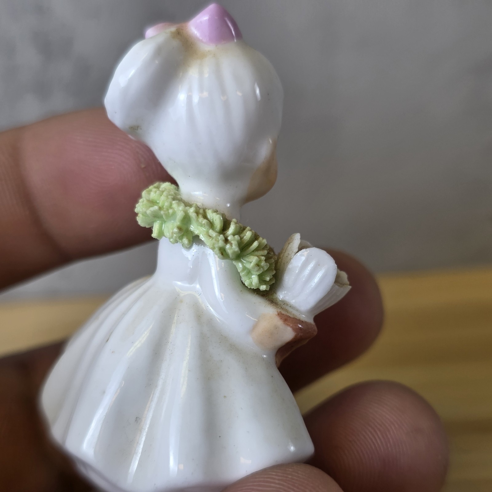 Vintage Napcoware Bone China Miniature June Flower Girl Spaghetti Trim 2”