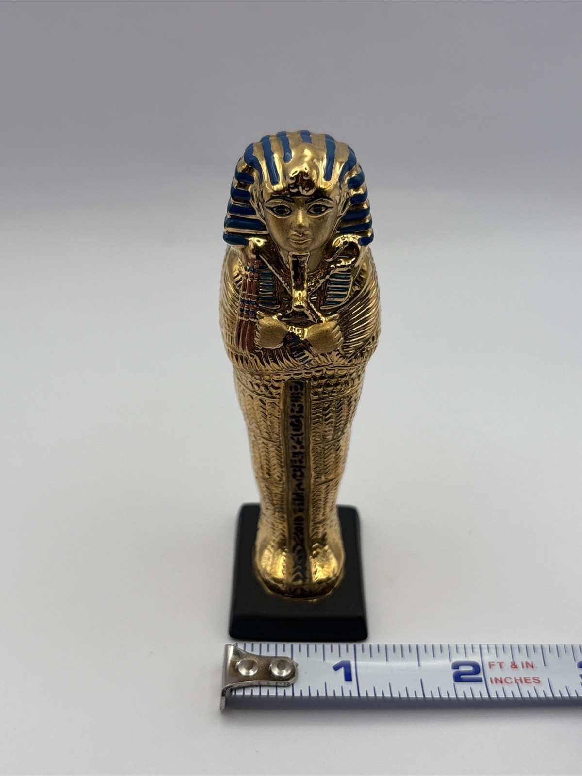 Franklin Mint Egyptian Sarcophagus Figurine Gold-Tone Pharaoh 4” Thailand