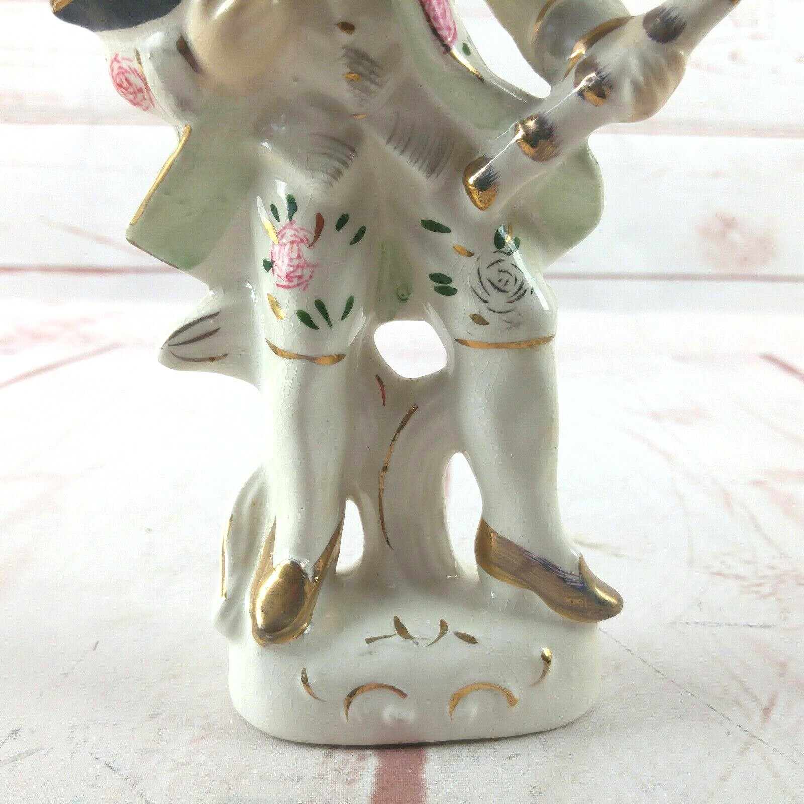 Vintage Hand Painted Porcelain Colonial Boy With Flute 9″ Made In Japan