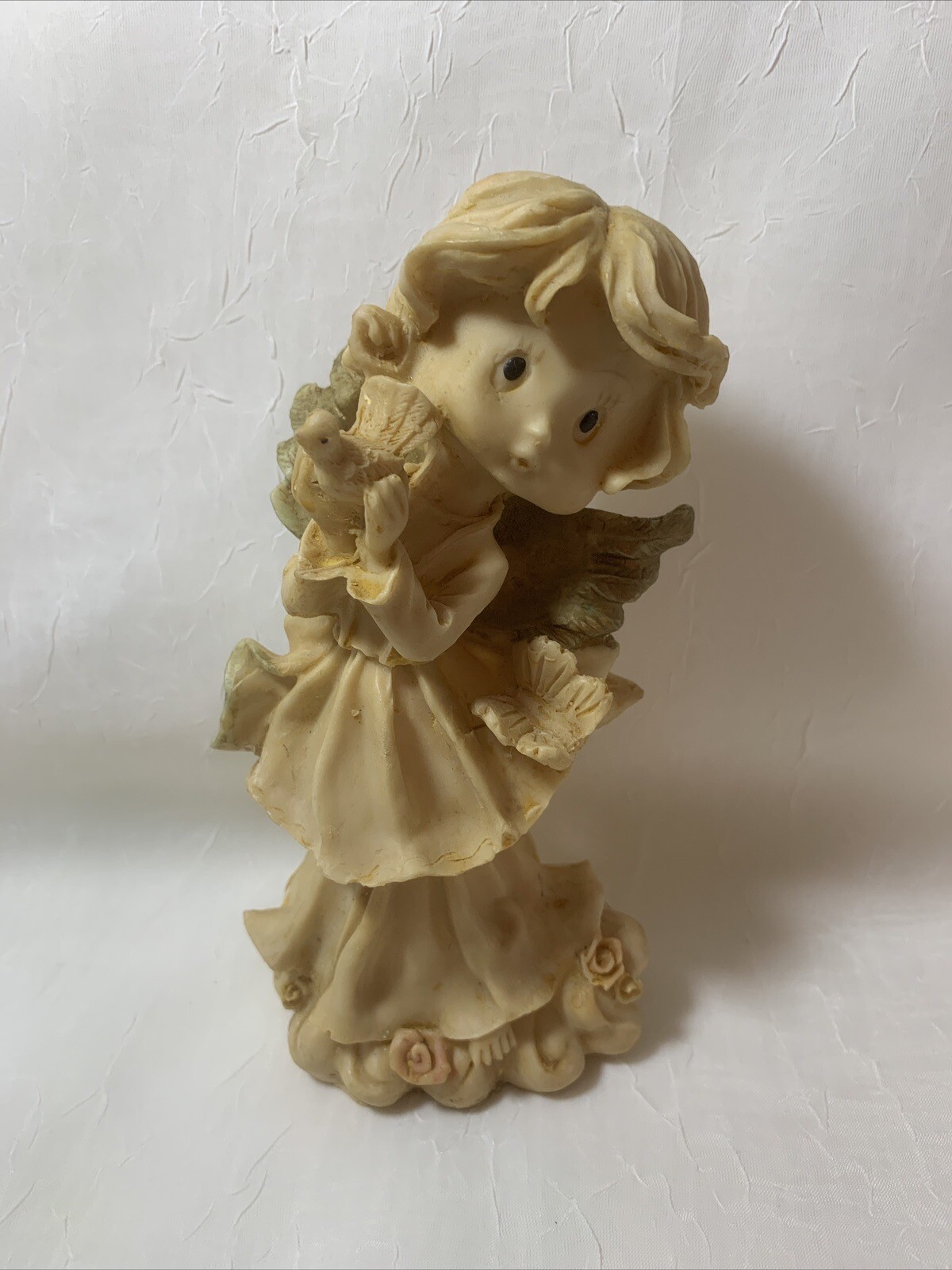 Vintage Angel Figurine Vintage Decor Religious Art Statue Shelf Decoration Beige