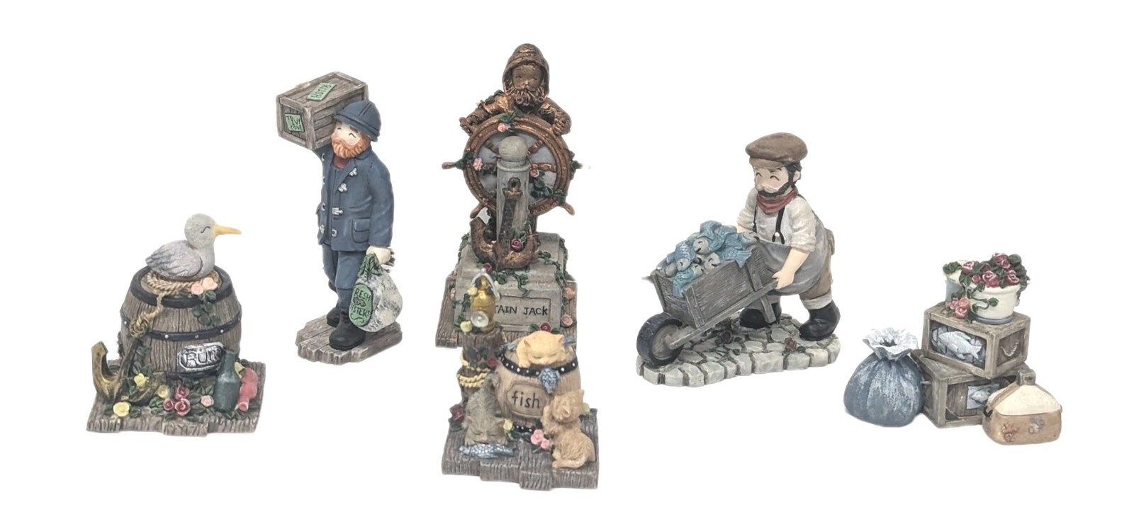 Ivy and Innocence Fishing Theme Miniature Village People Figurines Lot