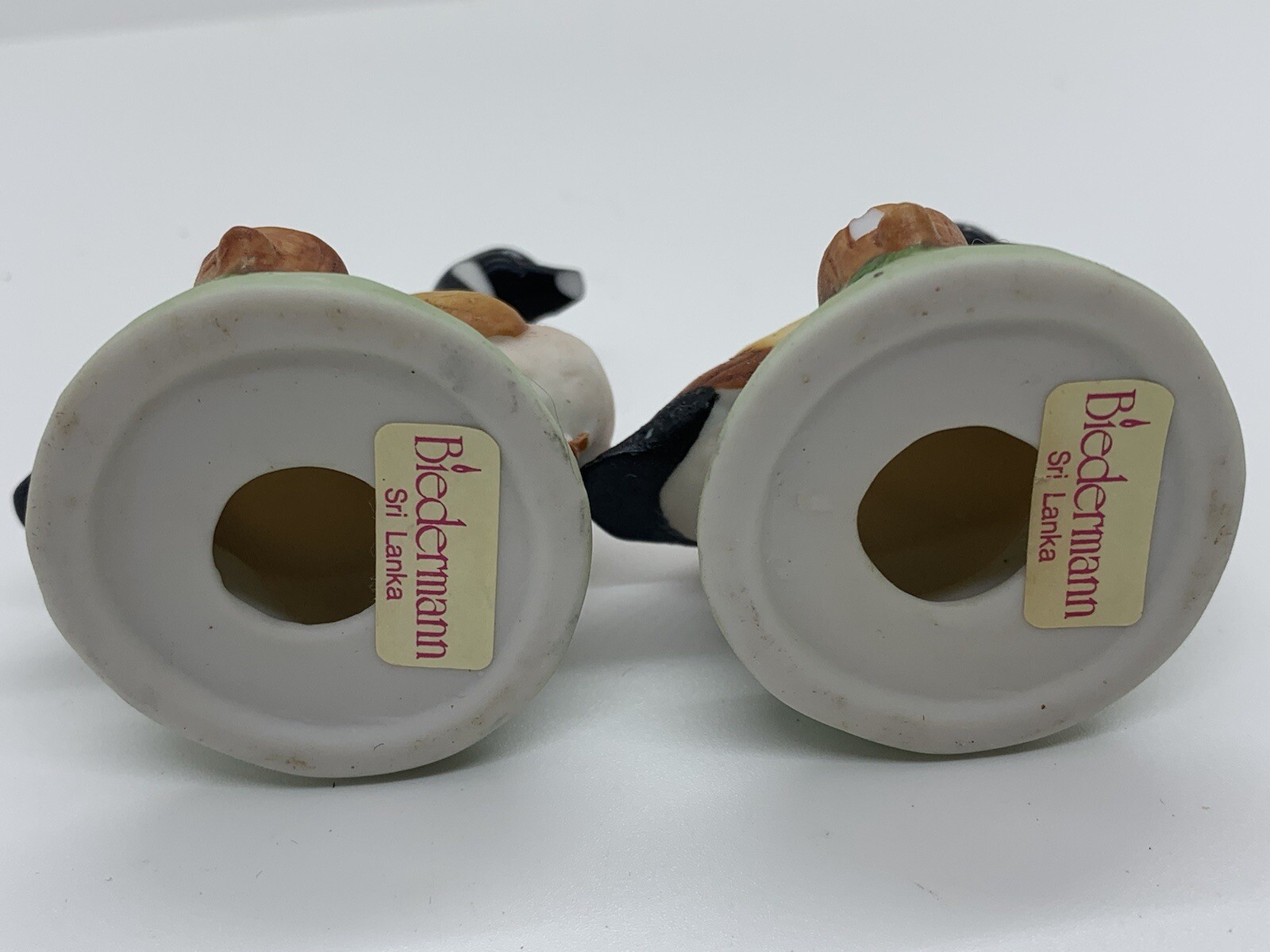 Vintage Biedermann Porcelain Figurines Pair Of Canada Geese Goose Sri Lanka READ